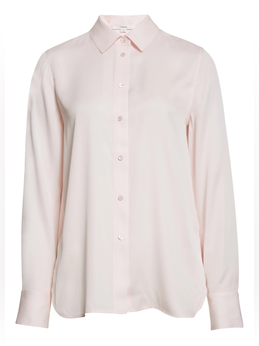 Vince stretch button down silk blouse baby pink small